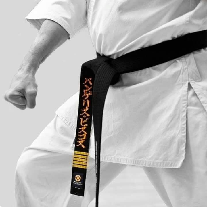 Gros plan sur un nœud de ceinture noire de karaté